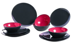 Gimex Melamin Grey-Line Geschirr-Set 12 Tlg. -Campingausrüstung 114213 2389273