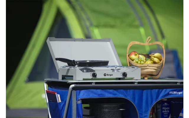 Berger 2-flammiger Gaskocher Silber, Grau 4,6 Kw Ohne Zündsicherung 4 Berger 2-flammiger Gaskocher Silber, Grau 4,6 Kw Ohne Zündsicherung – Bild 2